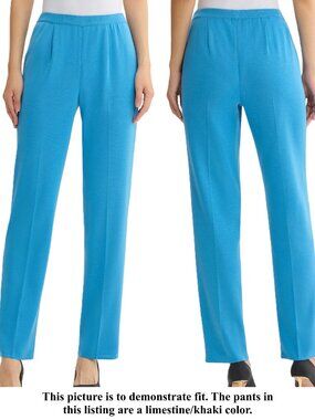 Ming Wang Straight Leg Pants 1X Plus 20 22 Knit Stretch Pull On Trousers Khaki